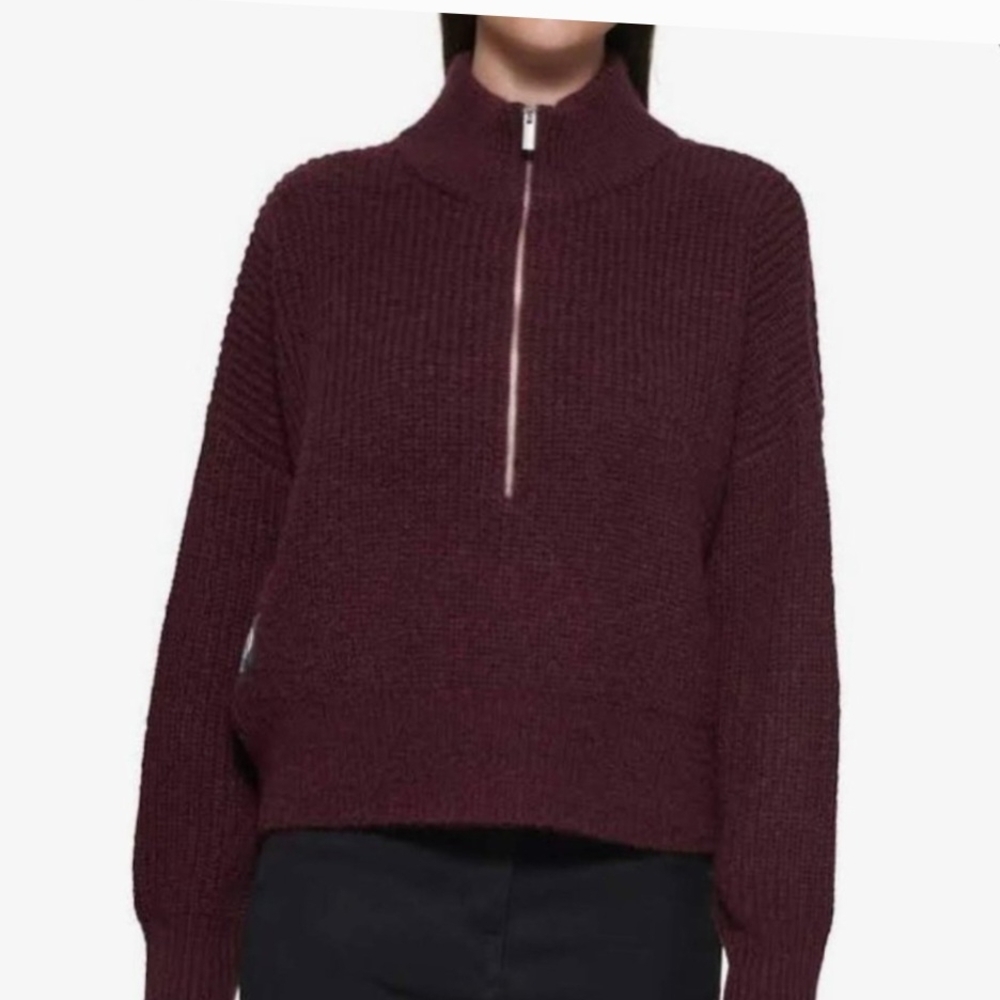 Calvin Klein Burgundy Half-Zip Turtleneck Sweater